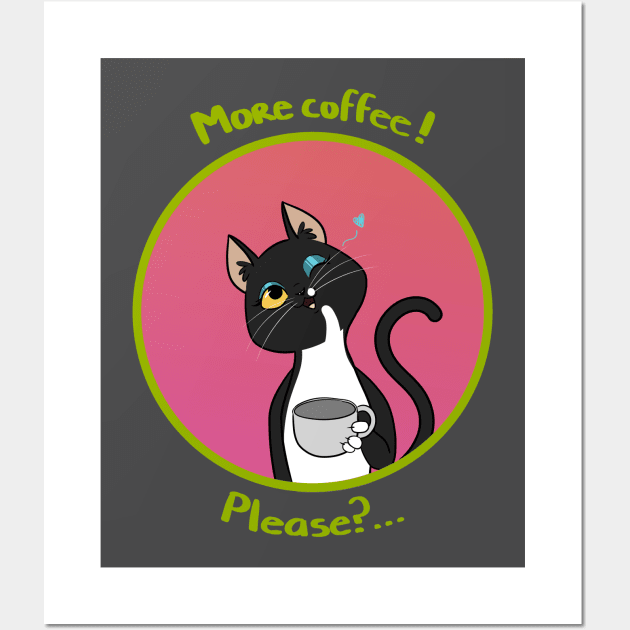 More coffee Kitty Wall Art by KawaiiFer